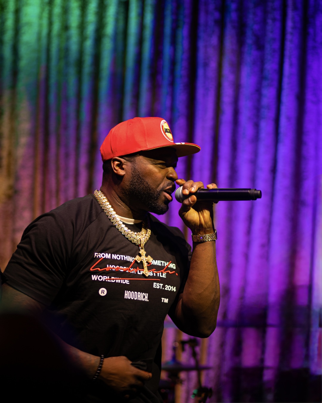 50 Cent performing live on stage at Grace by Nia in Boston's Seaport